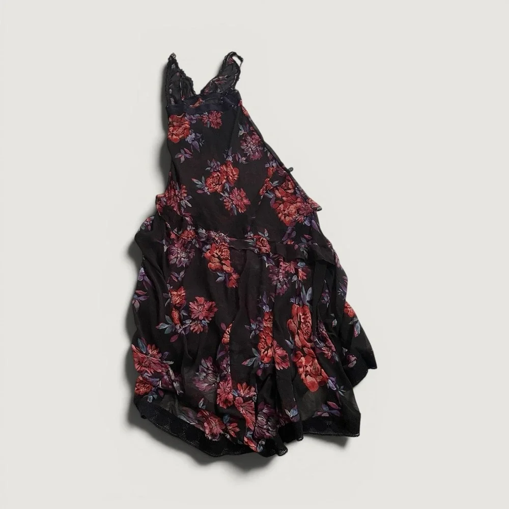 NWT Intimately Free People Sheer Black Floral Nightgown Lace Maxi Size XS